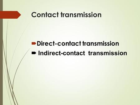 Contact transmission  Direct-contact transmission  Indirect-contact transmission.