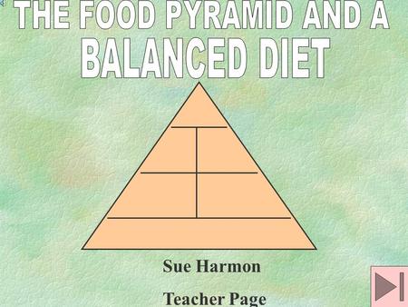 Sue Harmon Teacher Page should be based on: energy needs food preferences nutrient requirements as represented on the food pyramid.