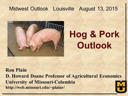 Ron Plain D. Howard Doane Professor of Agricultural Economics University of Missouri-Columbia  Hog & Pork Outlook Midwest.