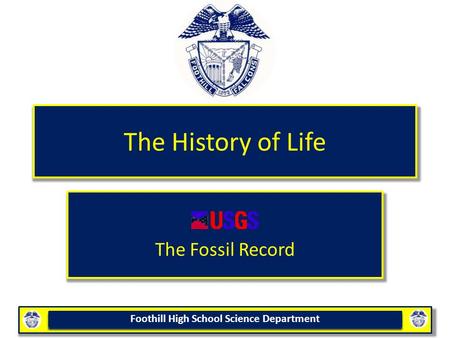 Foothill High School Science Department The History of Life The Fossil Record.
