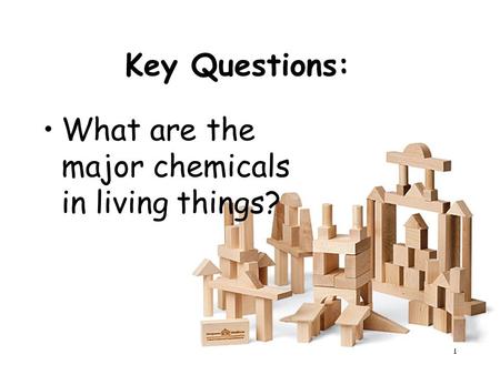 1 Key Questions: What are the major chemicals in living things?