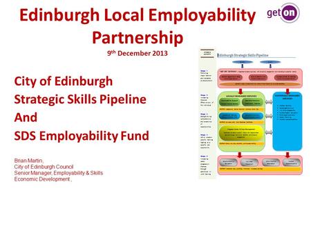 Edinburgh Local Employability Partnership 9 th December 2013 City of Edinburgh Strategic Skills Pipeline And SDS Employability Fund Brian Martin, City.