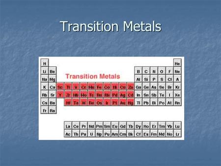 Transition Metals. More than one possible charge? Ionic compounds that have transition metals COULD need Roman Numerals in the name. Ionic compounds that.