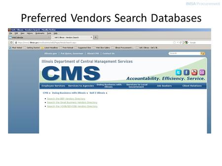 IMSA Procurement Preferred Vendors Search Databases.