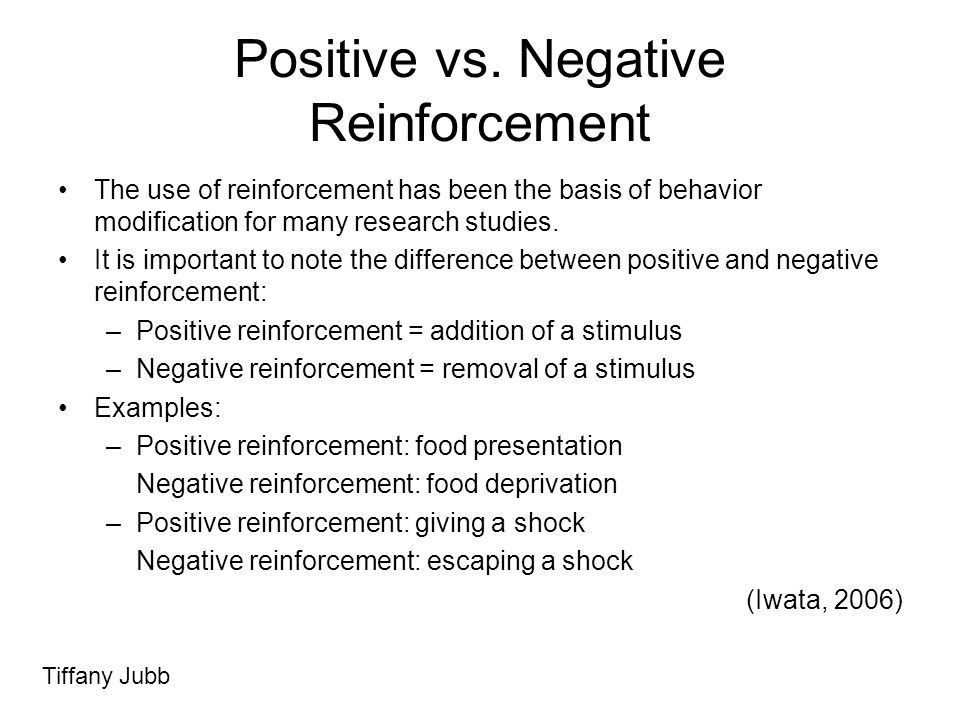 negative reinforcement examples with children