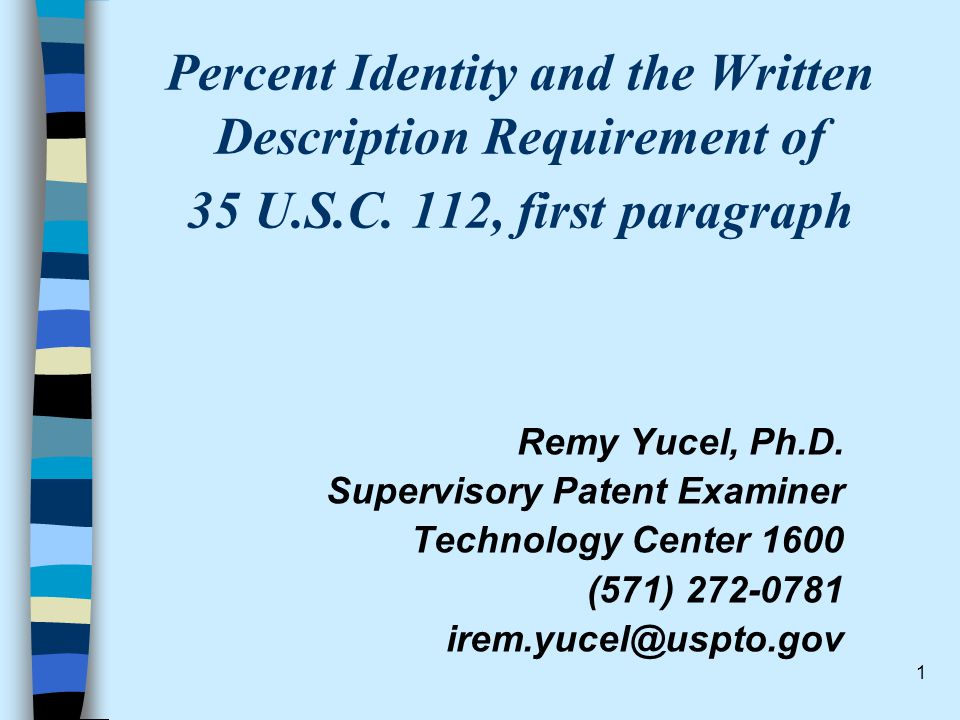 Percent Identity and the Written Description Requirement of 35