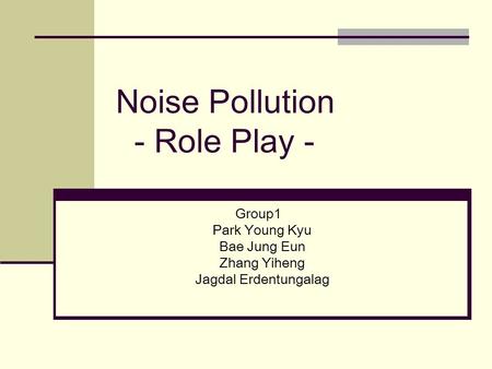 Noise Pollution - Role Play -