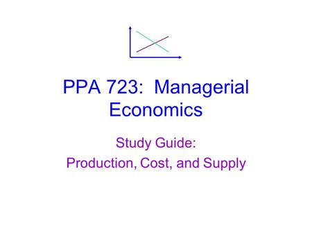PPA 723: Managerial Economics Study Guide: Production, Cost, and Supply.
