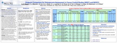 Endpoint Comparison for Osteoporosis Assessment in Cancer Control Studies (N02C1 and N03CC) A. C. Dueck 1, P. J. Atherton 2, H. Liu 2, S. L. Hines 3, C.