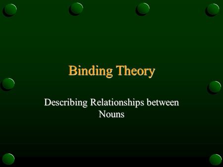 Binding Theory Describing Relationships between Nouns.