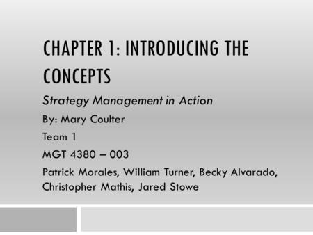 Chapter 1: Introducing the Concepts