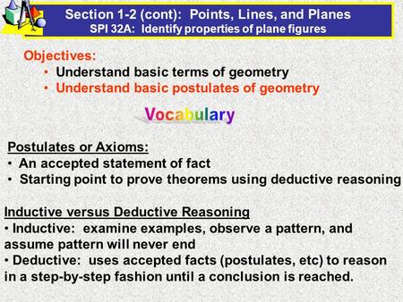 Objectives: Understand basic terms of geometry