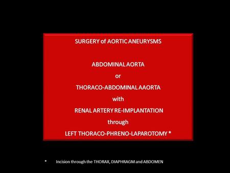 SURGERY of AORTIC ANEURYSMS