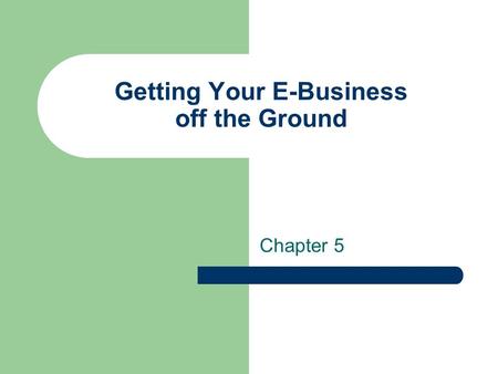 Getting Your E-Business off the Ground Chapter 5.