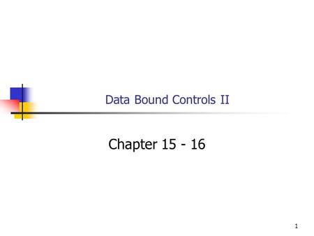 1 Data Bound Controls II Chapter 15 - 16. 2 Objectives You will be able to Use a Data Source control to get data from a SQL database and make it available.
