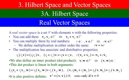 3. Hilbert Space and Vector Spaces