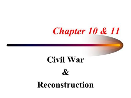 Chapter 10 & 11 Civil War & Reconstruction. THE CIVIL WAR The Union Divides The Real War Begins The Goals of War Change Life Goes on Behind the Lines.