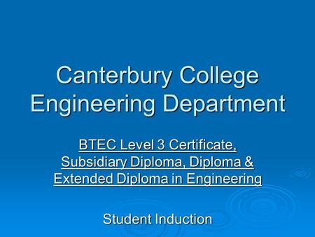 Canterbury College Engineering Department