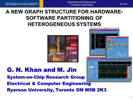 May 2004 Department of Electrical and Computer Engineering 1 ANEW GRAPH STRUCTURE FOR HARDWARE- SOFTWARE PARTITIONING OF HETEROGENEOUS SYSTEMS A NEW GRAPH.