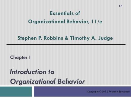 Chapter 1 Introduction to Organizational Behavior