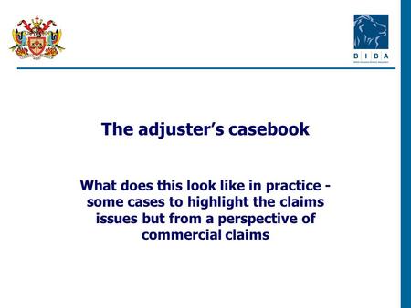 The adjuster’s casebook What does this look like in practice - some cases to highlight the claims issues but from a perspective of commercial claims.