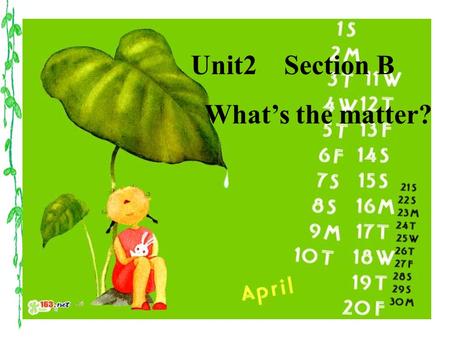 Unit2 Section B What’s the matter? A:--What’s the matter? B:--I have a_________. sore back --You should ____________. see a doctor --You shouldn't___________.exercise.