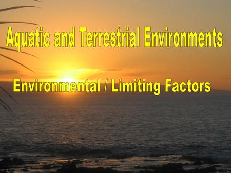 Aquatic and Terrestrial Environments