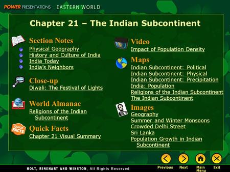 Chapter 21 – The Indian Subcontinent