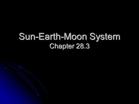 Sun-Earth-Moon System Chapter 28.3. Daily Motions The sun rises in the east & sets in the west. The sun rises in the east & sets in the west. This is.