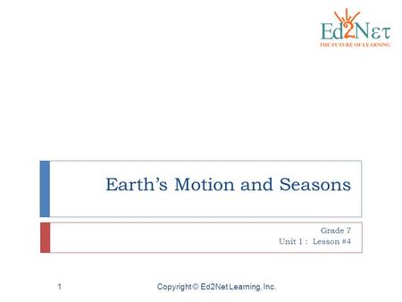 Earth’s Motion and Seasons