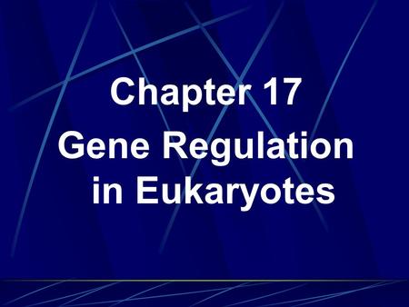 Chapter 17 Gene Regulation in Eukaryotes Similarity of regulation between eukaryotes and prokaryote 1. Principles are the same: signals, activators and.