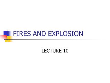 FIRES AND EXPLOSION LECTURE 10.