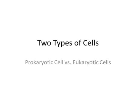 Two Types of Cells Prokaryotic Cell vs. Eukaryotic Cells.
