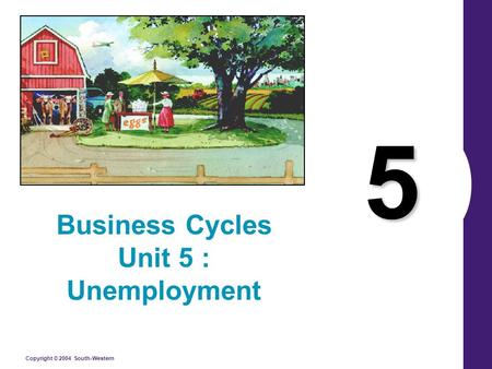 Copyright © 2004 South-Western 5 Business Cycles Unit 5 : Unemployment.