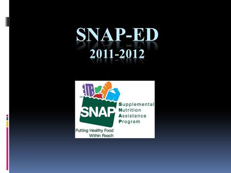 What is SNAP-Ed? Program implemented to help persons eligible for the Food Benefit Program to:  Make healthy food choices within a limited budget  Choose.