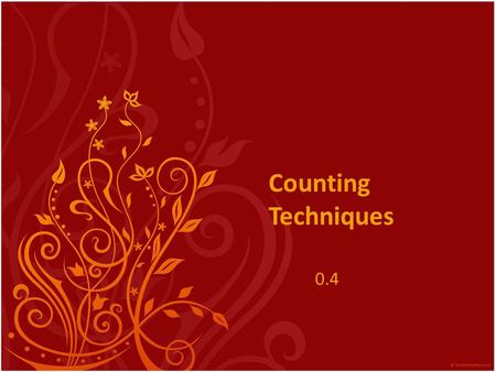 Counting Techniques 0.4.