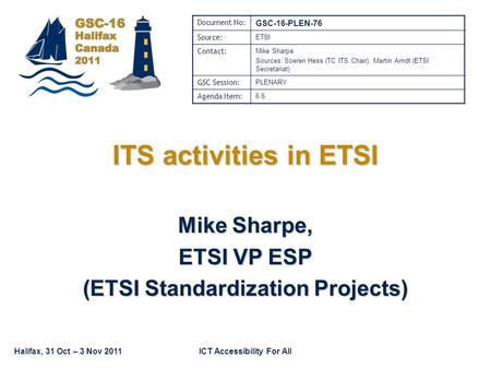 Mike Sharpe, ETSI VP ESP (ETSI Standardization Projects)