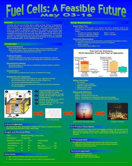 General Background Senior design project May03-16, Fuel Cell Project, involves providing our client, MidAmerican Energy, a report containing a detailed.