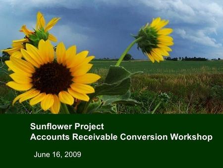 Sunflower Project Accounts Receivable Conversion Workshop June 16, 2009.