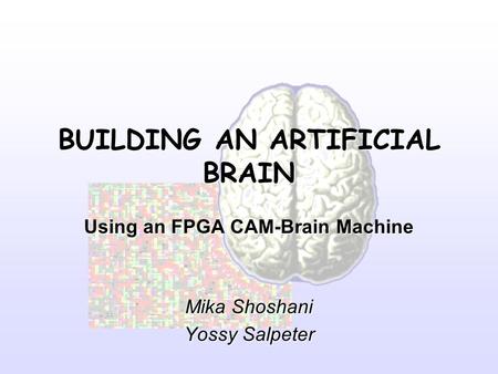 BUILDING AN ARTIFICIAL BRAIN Using an FPGA CAM-Brain Machine Mika Shoshani Yossy Salpeter.
