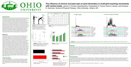 The influence of chronic low back pain on joint kinematics in multi-joint reaching movements with various loads. James S. Thomas, Daohang Sha, Christopher.