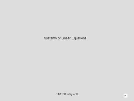 Systems of Linear Equations 11/11/12 lntaylor ©. Table of Contents Learning Objectives Solving Systems by Graphing Solving Systems by Substitution Solving.
