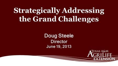 Doug Steele Director June 19, 2013 Strategically Addressing the Grand Challenges.