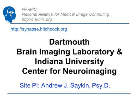 NA-MIC National Alliance for Medical Image Computing  Dartmouth Brain Imaging Laboratory & Indiana University Center for Neuroimaging.