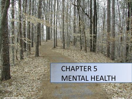 CHAPTER 5 MENTAL HEALTH 1. Discretion: This is a particularly sensitive topic… 2.