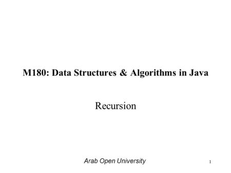 M180: Data Structures & Algorithms in Java