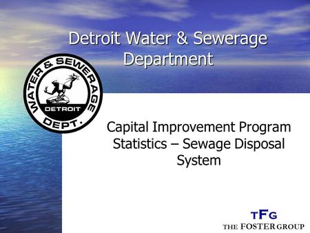 THE FOSTER GROUP TFGTFG Detroit Water & Sewerage Department Capital Improvement Program Statistics – Sewage Disposal System.
