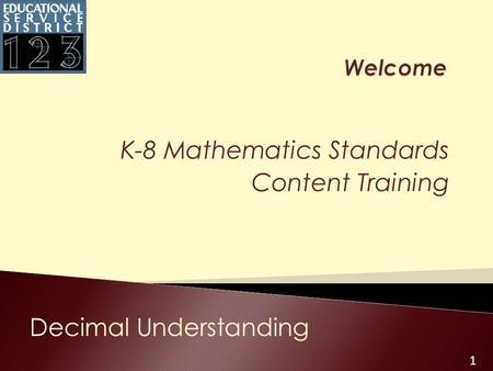 1 K-8 Mathematics Standards Content Training Decimal Understanding.