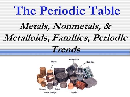Metals, Nonmetals, & Metalloids, Families, Periodic Trends
