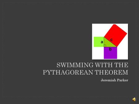 SWIMMING WITH THE PYTHAGOREAN THEOREM Jeremiah Parker.